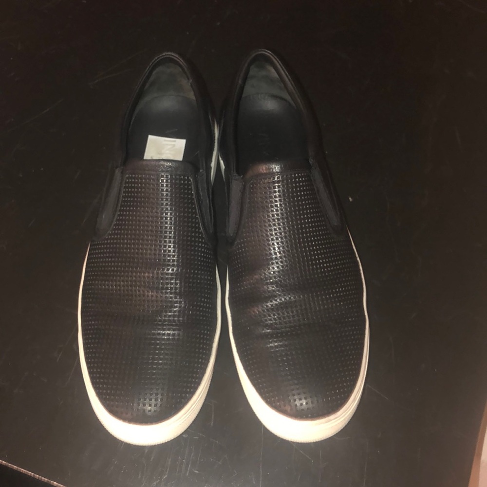 Black Leather Slip On Sneakers